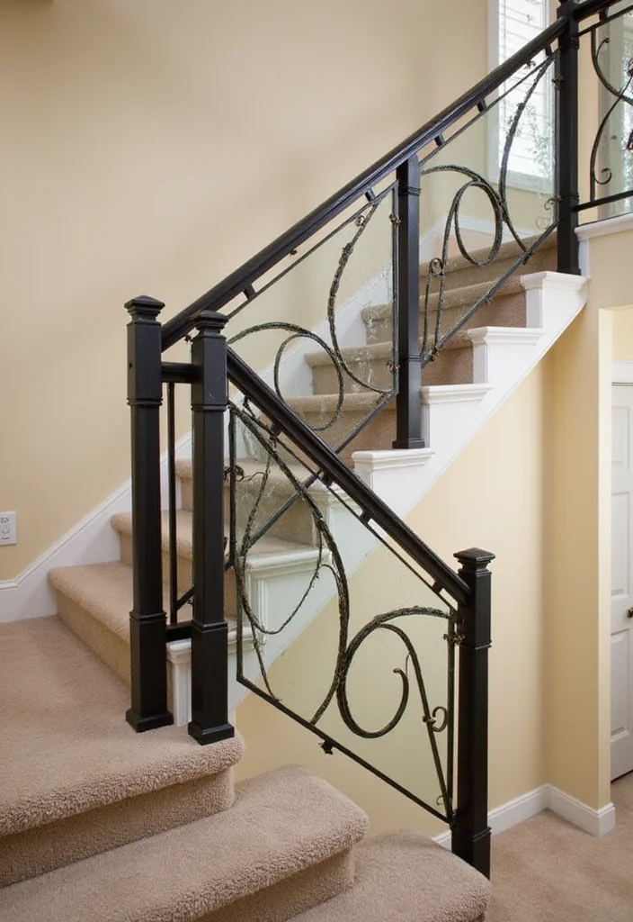 10 Basement Stairwell Ideas for Clean Safe Design - 3. Stylish Handrail Designs