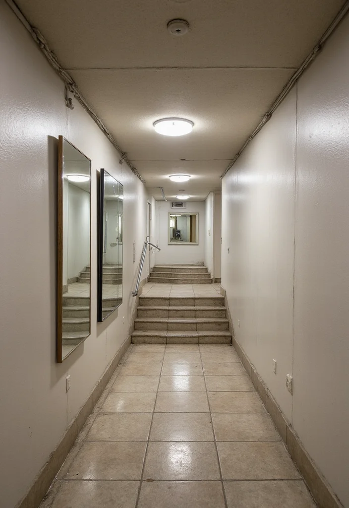 10 Basement Stairwell Ideas for Clean Safe Design - 5. Use Mirrors for Illusion of Space