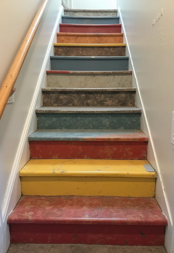 10 Basement Stairwell Ideas for Clean Safe Design - 6. Creative Stair Treads