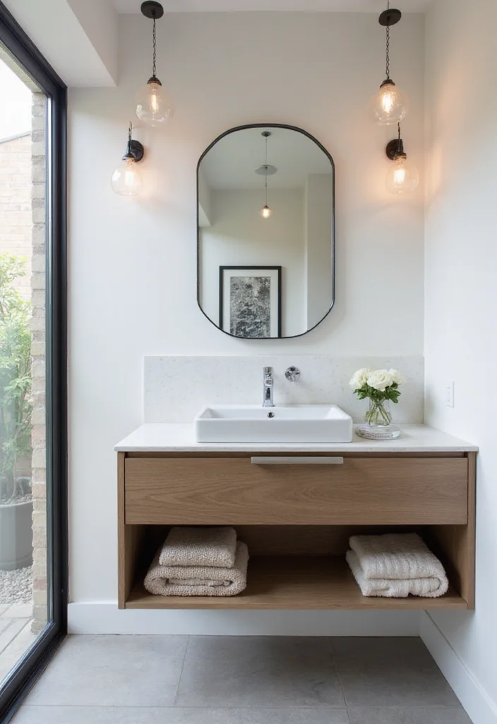 10 Basement Washroom Ideas for Simple Functional Additions - 1. Floating Vanities for Space Optimization