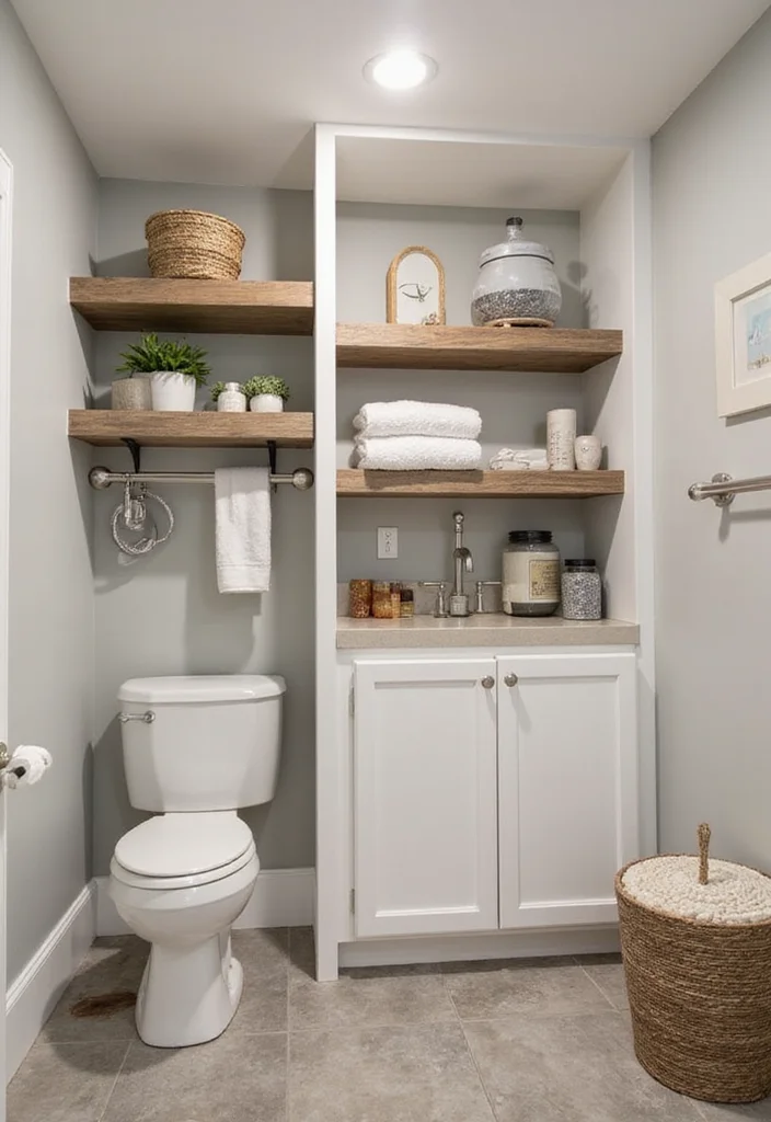10 Basement Washroom Ideas for Simple Functional Additions - 2. Smart Storage Solutions