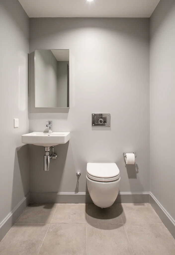 10 Basement Washroom Ideas for Simple Functional Additions - 5. Minimalist Fixtures