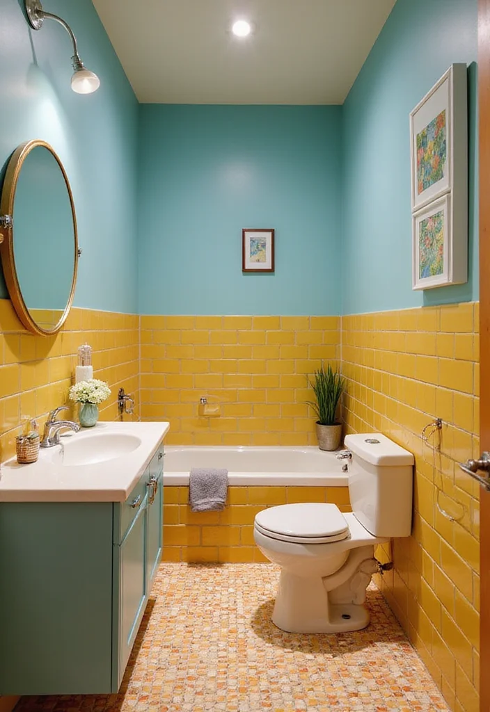 10 Basement Washroom Ideas for Simple Functional Additions - 7. Color Schemes That Pop