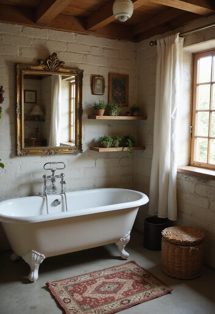 10 Basement Washroom Ideas for Simple Functional Additions - 8. Vintage Accents