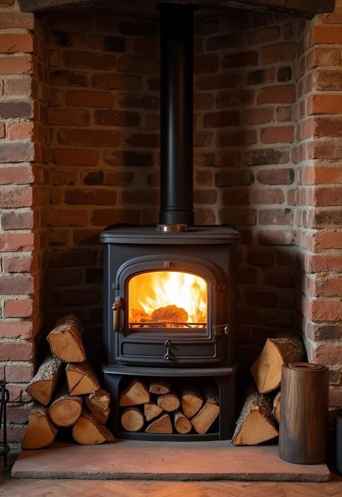 10 Corner Fireplace Ideas for Efficient Space Use 1 10 Corner Fireplace Ideas for Efficient Space Use - 1. Rustic Charm with a Wood-Burning Stove