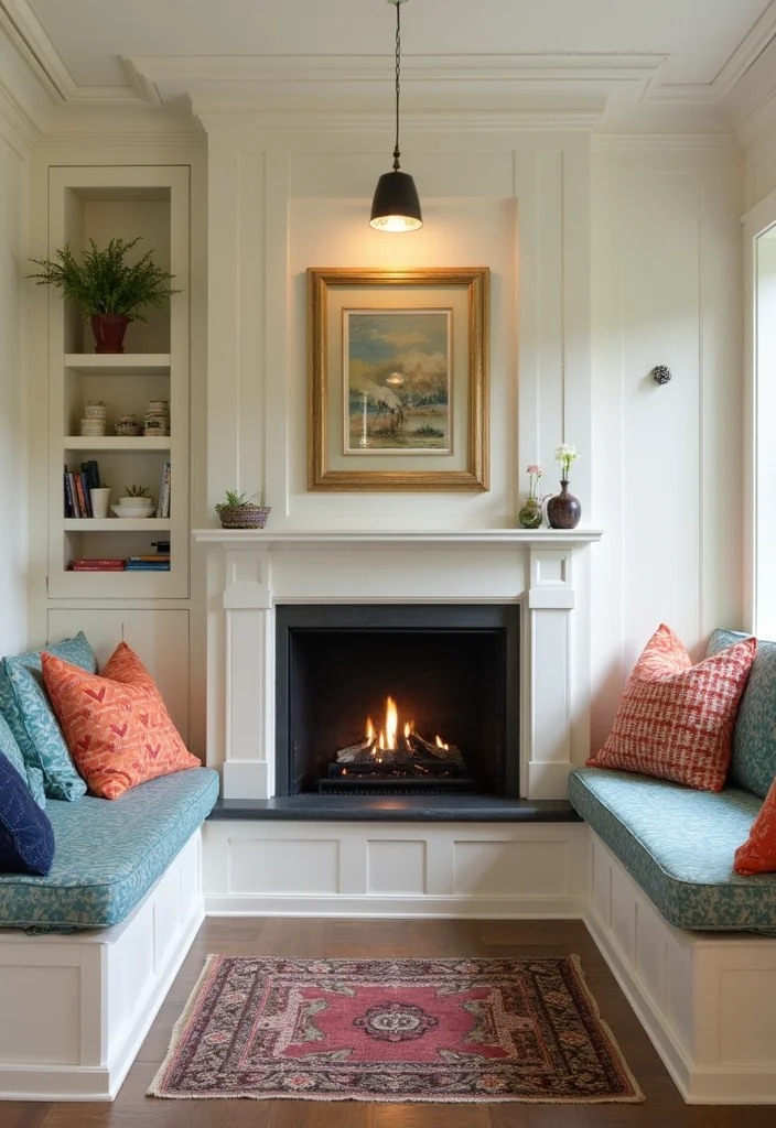10 Corner Fireplace Ideas for Efficient Space Use 94 10 Corner Fireplace Ideas for Efficient Space Use - 10. Corner Fireplace with Built-In Benches