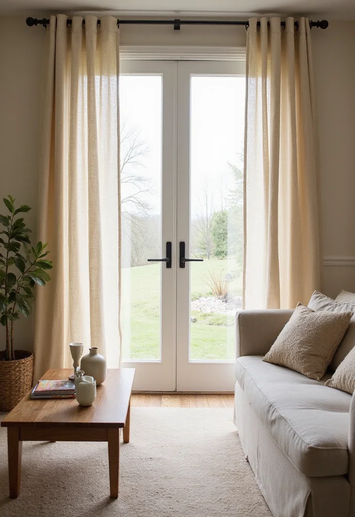 10 Curtain Ideas for Sliding Doors for Privacy and Smooth Function - 2. Linen Curtains