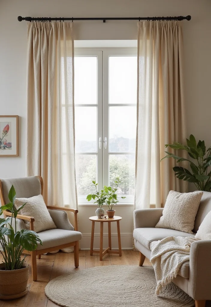 10 Curtain Room Divider Ideas for Flexible Open Layouts - 6. Ethically Sourced Cotton Curtains