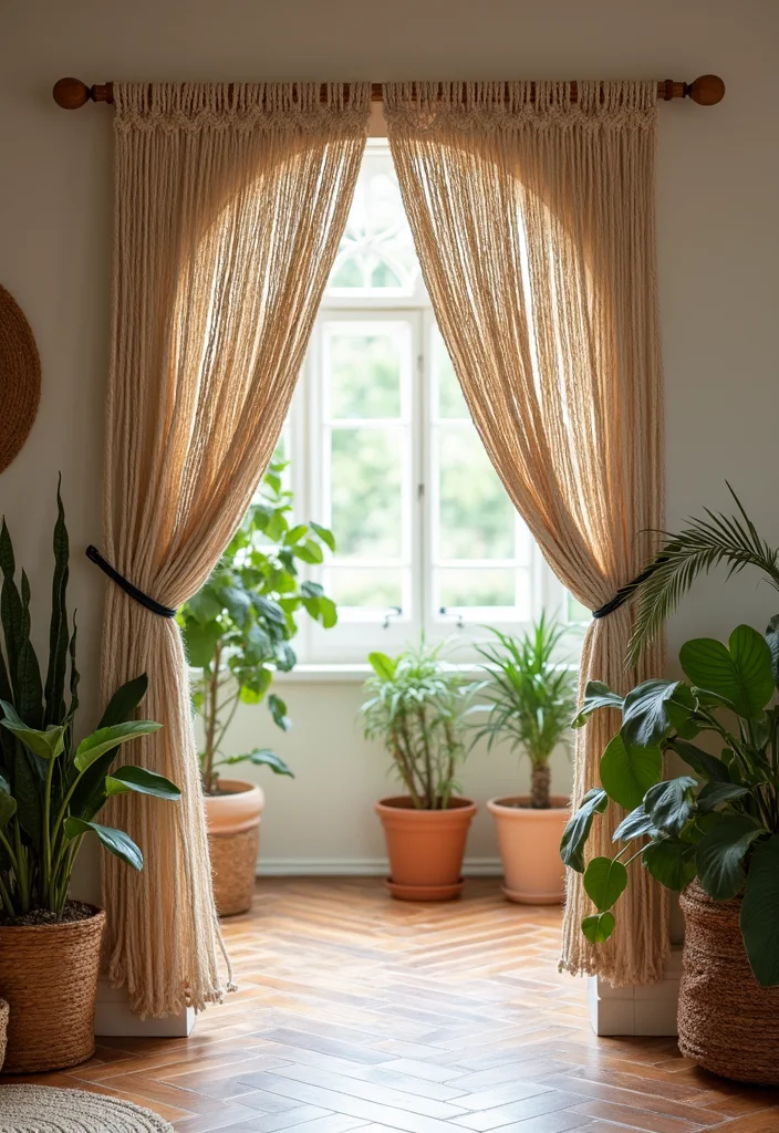 10 Doorway Curtain Ideas for Soft Decorative Transitions - 1. Macrame Magic