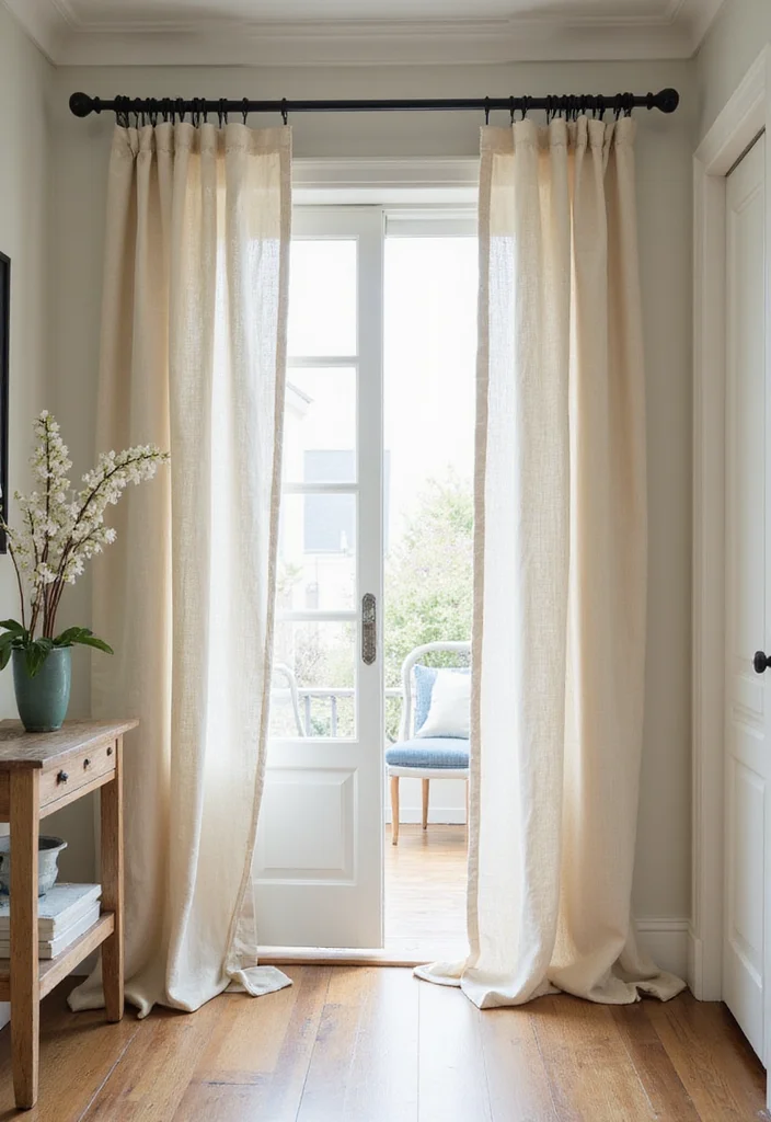 10 Doorway Curtain Ideas for Soft Decorative Transitions - 2. Linen Layers