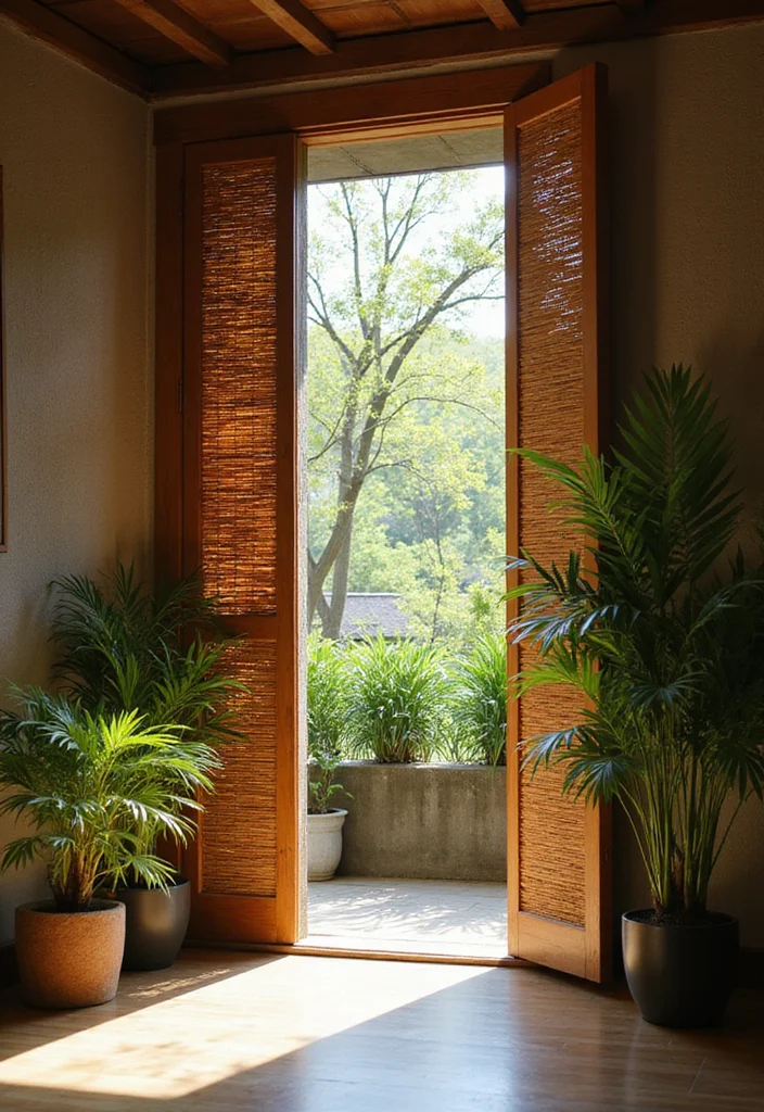 10 Doorway Curtain Ideas for Soft Decorative Transitions - 4. Bamboo Beauty