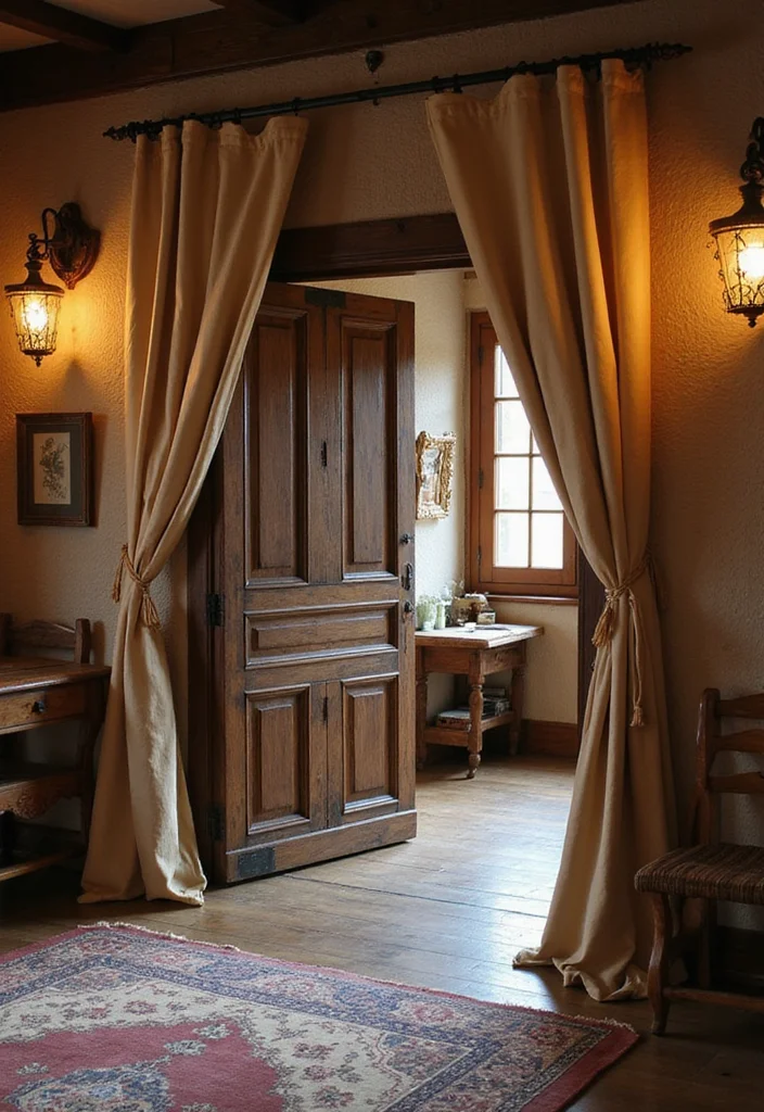 10 Doorway Curtain Ideas for Soft Decorative Transitions - 6. Rustic Canvas