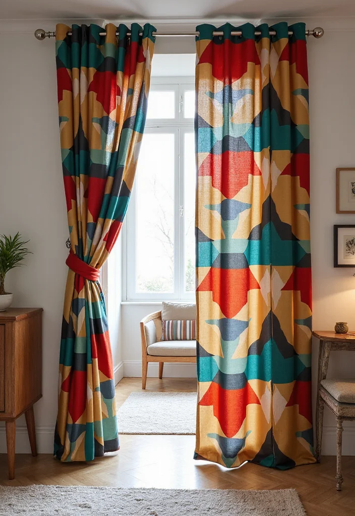 10 Doorway Curtain Ideas for Soft Decorative Transitions - 9. Geometric Patterns