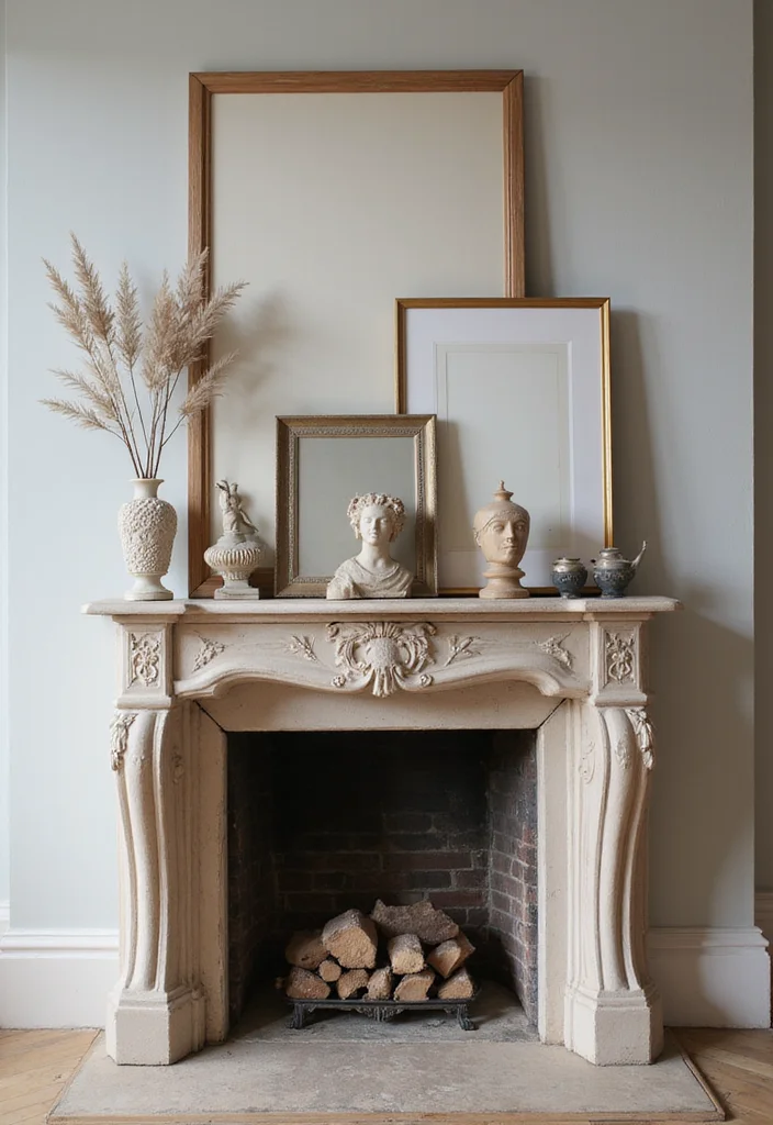 10 Empty Fireplace Ideas for Stylish Decorative Use - 3. Art Piece Showcase