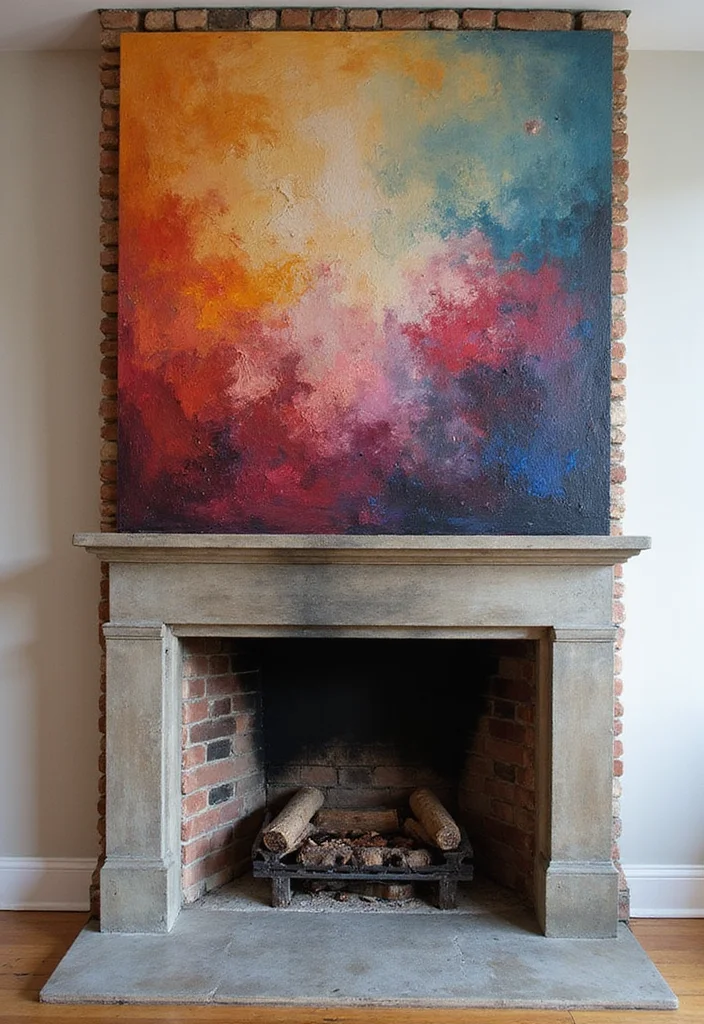 10 Empty Fireplace Ideas for Stylish Decorative Use - 7. Custom Artwork Installation