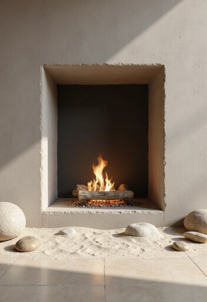 10 Empty Fireplace Ideas for Stylish Decorative Use - 8. Minimalist Zen Space