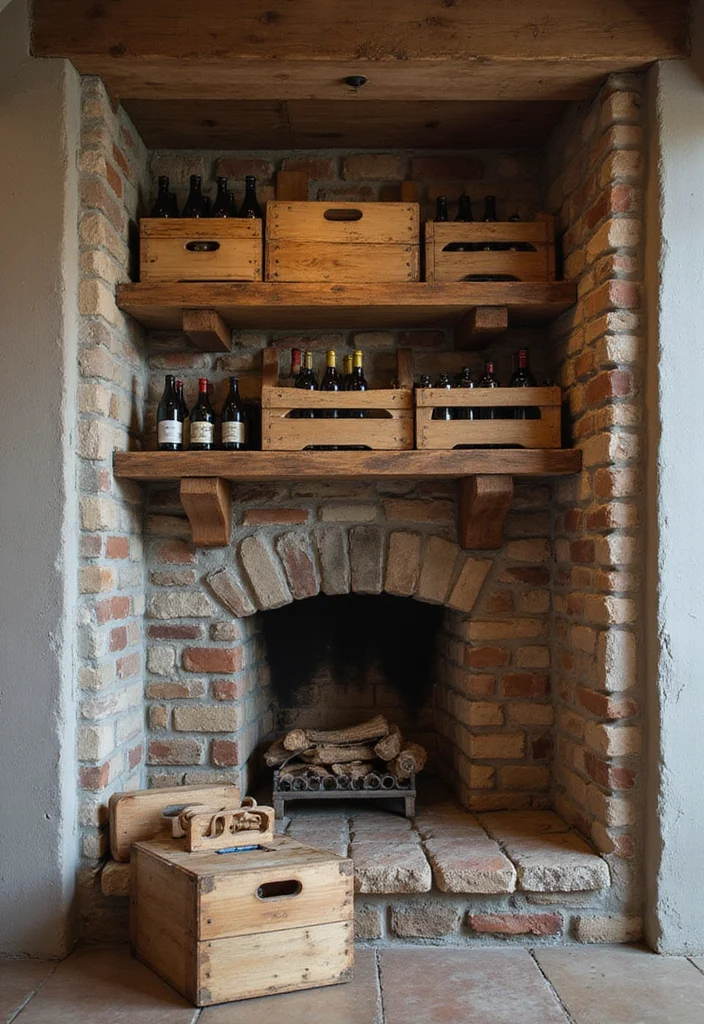 10 Empty Fireplace Ideas for Stylish Decorative Use - 9. Wine or Beverage Display