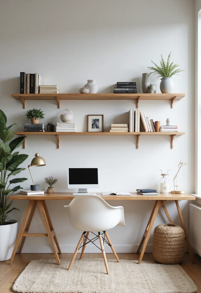 10 Office Organizer Ideas for Clutter Free Work Areas 12 10 Office Organizer Ideas for Clutter Free Work Areas - 2. Floating Shelves