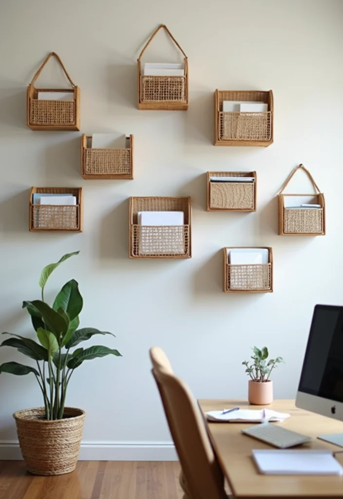 10 Office Organizer Ideas for Clutter Free Work Areas 67 10 Office Organizer Ideas for Clutter Free Work Areas - 7. Wall-Mounted Baskets