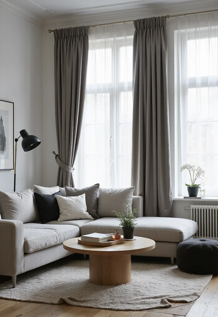 10 Single Window Curtain Ideas for Simple Elegant Framing 12 10 Single Window Curtain Ideas for Simple Elegant Framing - 2. Monochrome Magic