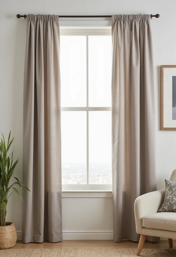 10 Single Window Curtain Ideas for Simple Elegant Framing 45 10 Single Window Curtain Ideas for Simple Elegant Framing - 5. Rod Pocket Simplicity