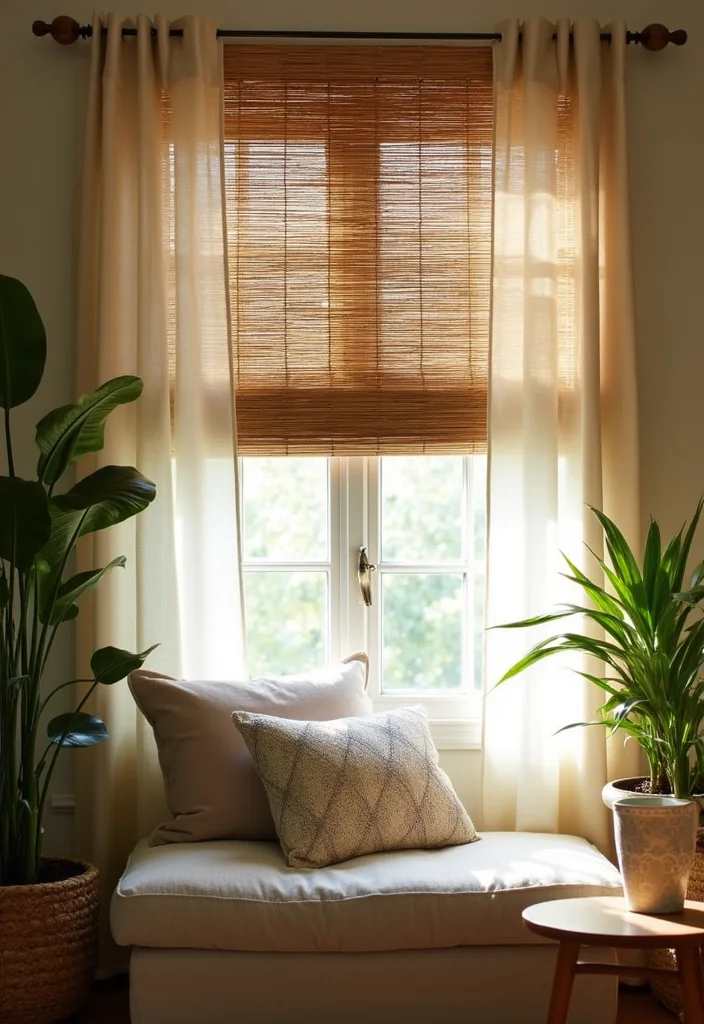 10 Single Window Curtain Ideas for Simple Elegant Framing 56 10 Single Window Curtain Ideas for Simple Elegant Framing - 6. Bamboo Blinds for Nature