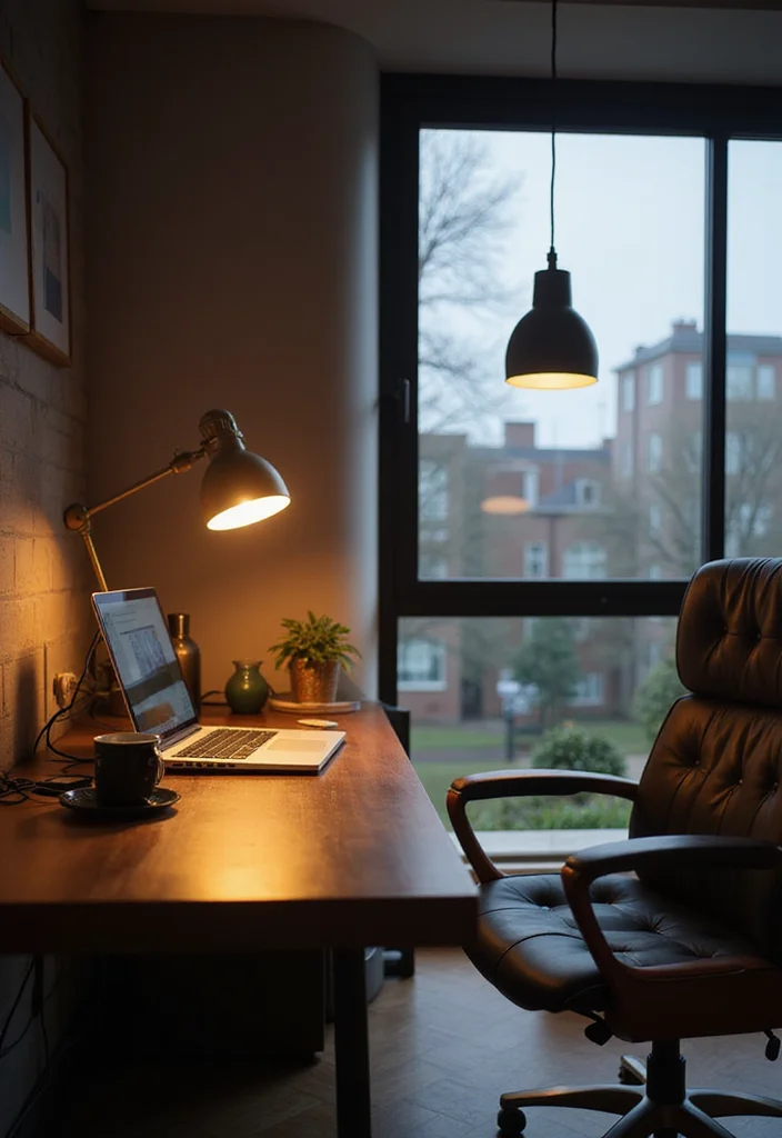10 Small Office Ideas Home for Efficient Compact Layouts - 7. Smart Lighting Solutions