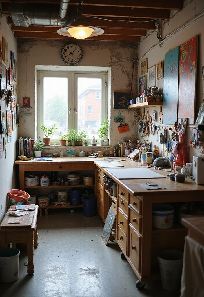 10 Very Small Basement Ideas for Smart Space Solutions - 5. Art or Craft Studio