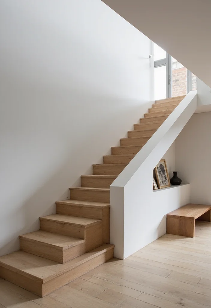 10 Wall Stairs Decor Ideas for Vertical Visual Interest - 10. Minimalist and Modern