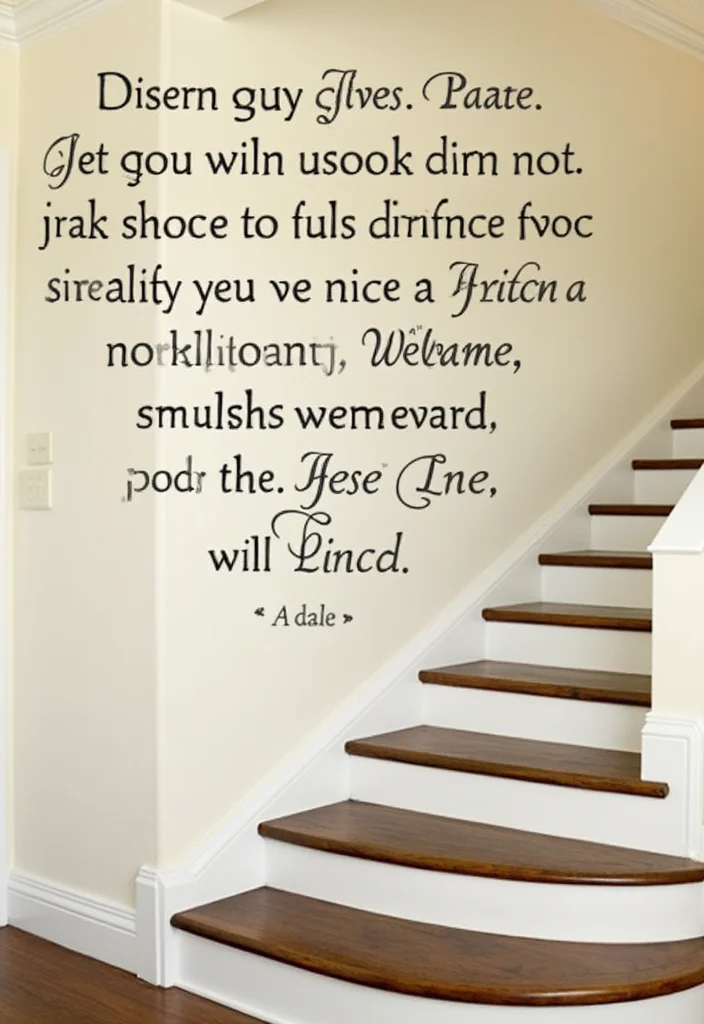 10 Wall Stairs Decor Ideas for Vertical Visual Interest - 7. Inspirational Quote Wall Decals