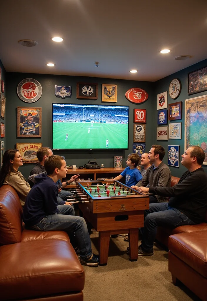 12 Basement Game Room Ideas for Fun Family Entertainment - 4. Sports Fan Haven