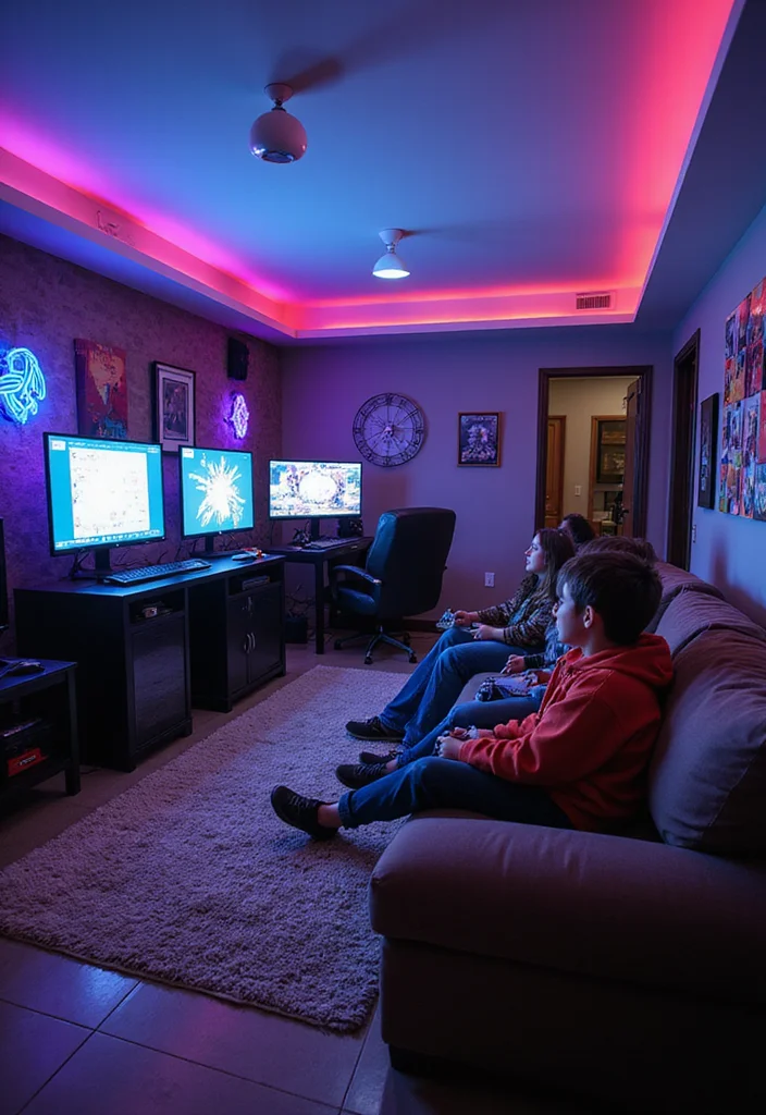 12 Basement Game Room Ideas for Fun Family Entertainment - 6. Interactive Video Game Hub