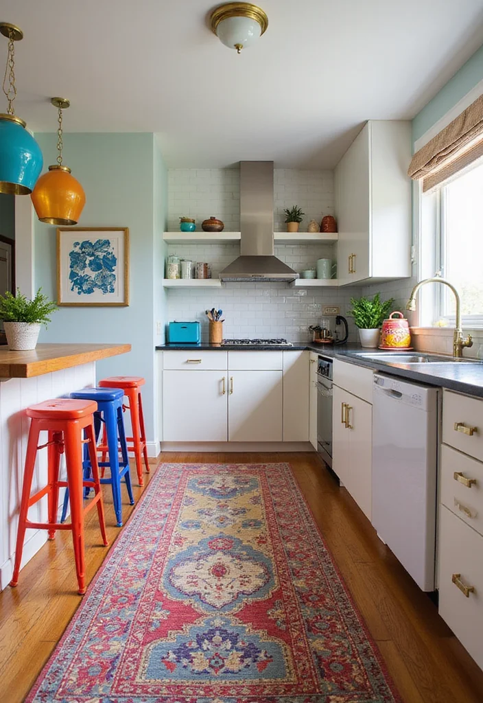 12 Basement Kitchenette Ideas for Practical Secondary Use - 8. Colorful Accents for Personality
