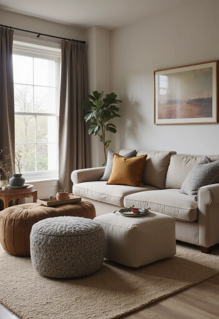 12 Basement Storage Room Ideas for Better Home Organization - 11. Multi-Functional Storage Ottomans