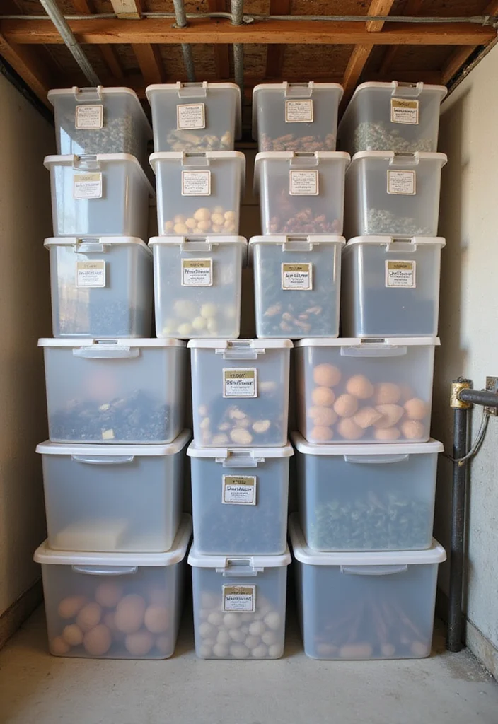 12 Basement Storage Room Ideas for Better Home Organization - 2. Clear Storage Bins for Easy Access