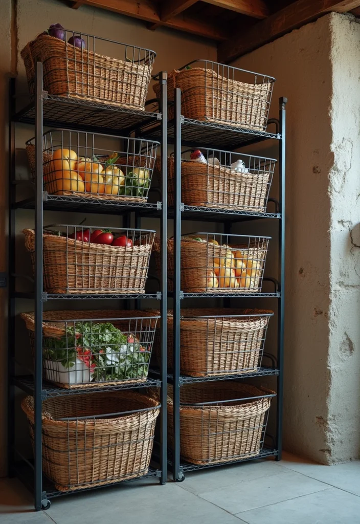 12 Basement Storage Room Ideas for Better Home Organization - 8. Wire Baskets for Easy Organization