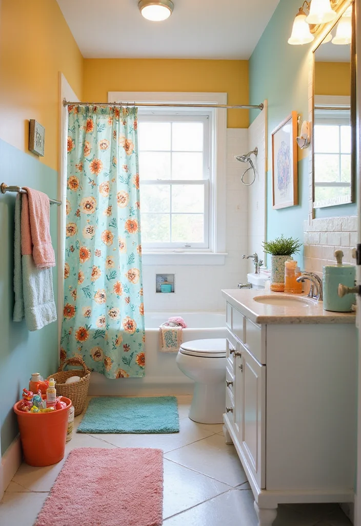 12 Bathroom Ideas With Shower Curtain for Easy Affordable Style - 5. Whimsical Patterns for Kids’ Spaces