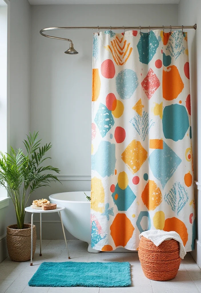 12 Bathroom Shower Curtain Ideas for Fresh Stylish Upgrades 105 12 Bathroom Shower Curtain Ideas for Fresh Stylish Upgrades - 11. Geometric Patterns for Modern Vibes
