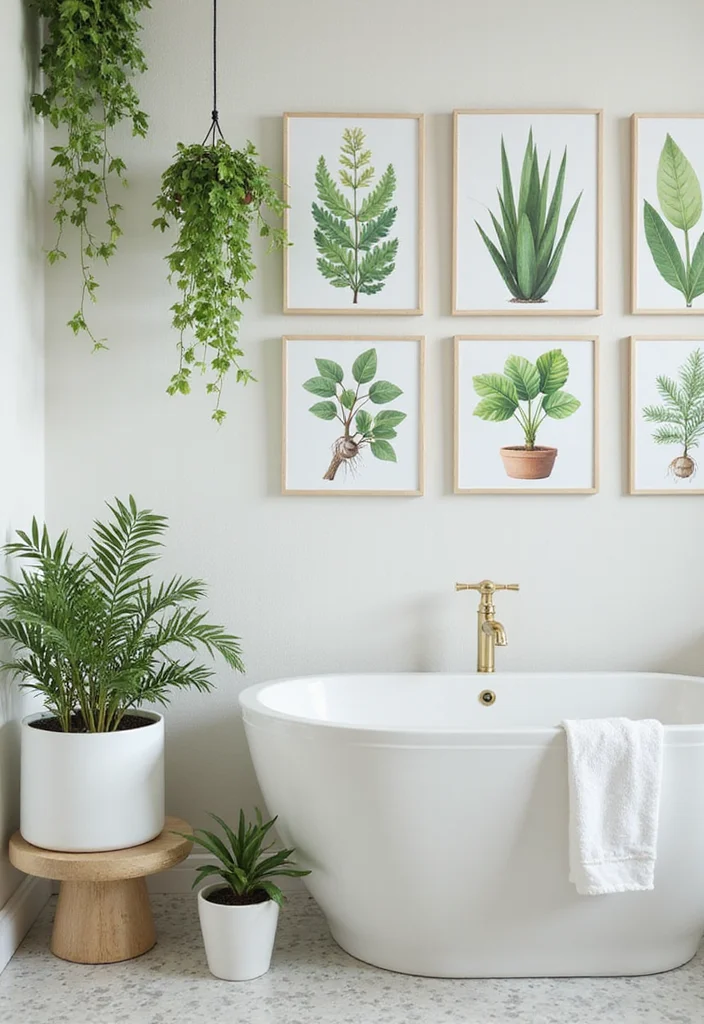12 Bathroom Wall Decor Ideas for Fresh Personalized Style - 2. Botanical Wall Art