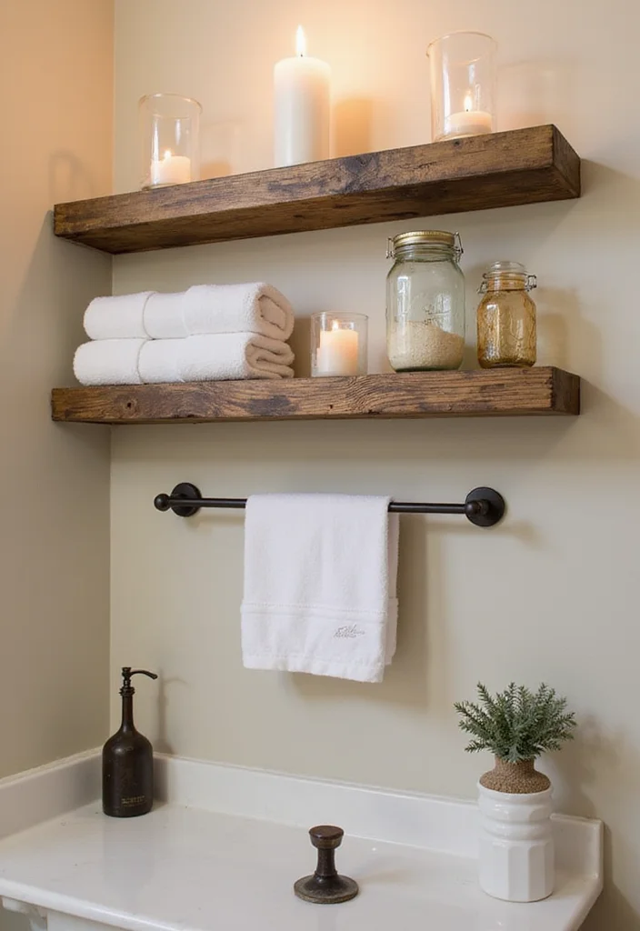 12 Bathroom Wall Decor Ideas for Fresh Personalized Style - 3. Sustainable Wood Shelving