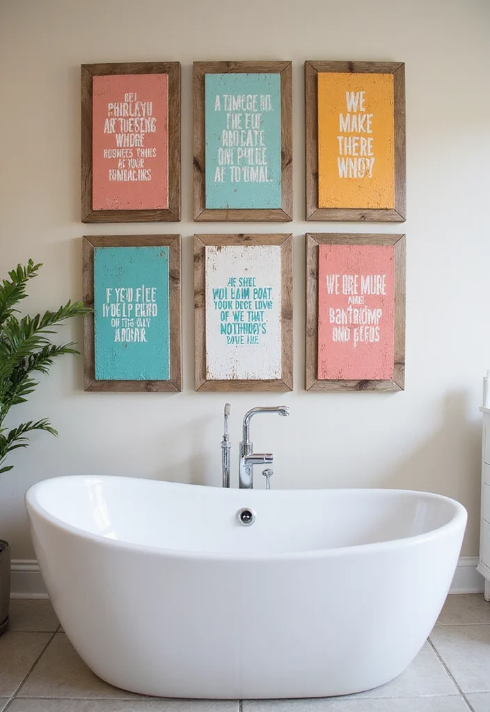 12 Bathroom Wall Decor Ideas for Fresh Personalized Style - 6. Inspirational Quote Boards
