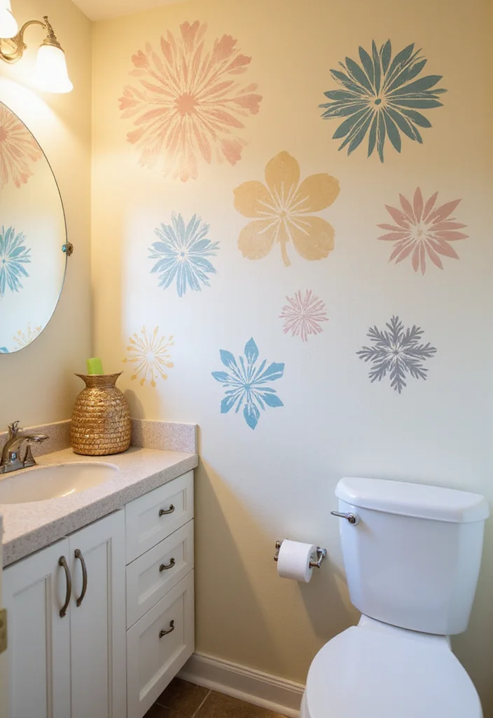12 Bathroom Wall Decor Ideas for Fresh Personalized Style - 7. Eco-Friendly Wall Stencils