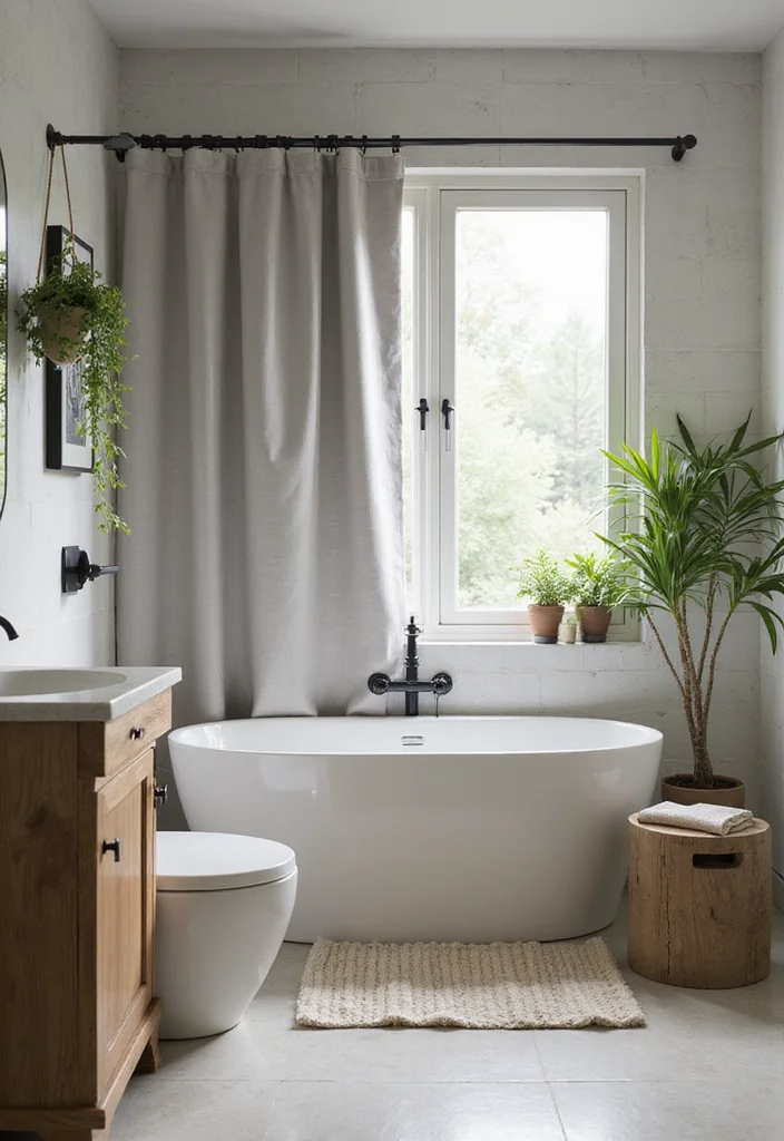 12 Bathroom Window Curtain Ideas for Light Privacy Balance - 5. Organic Cotton Panels
