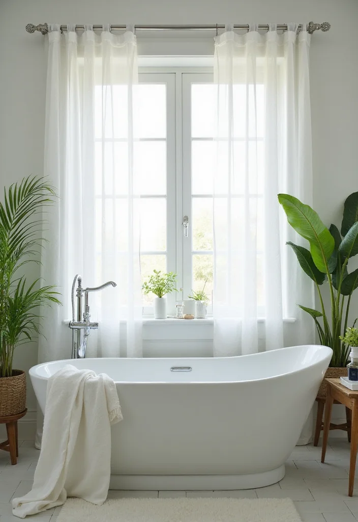 12 Bathroom Window Curtain Ideas for Light Privacy Balance - 6. Sheer Voile Curtains