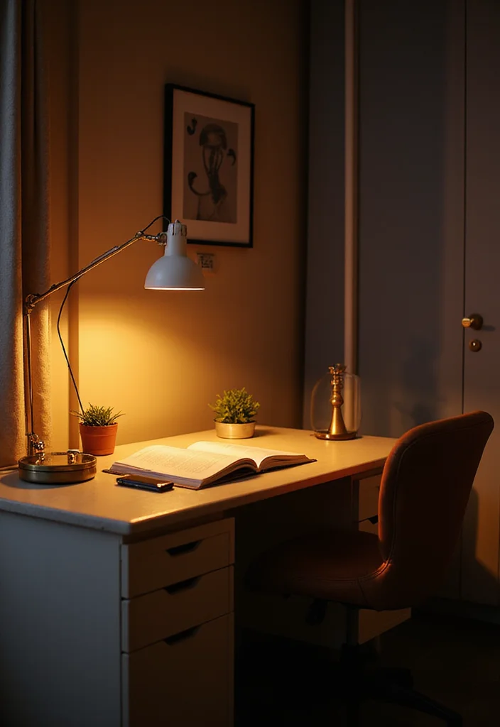 12 Bedroom Office Ideas for Smart Dual Function Rooms - 5. Statement Lighting