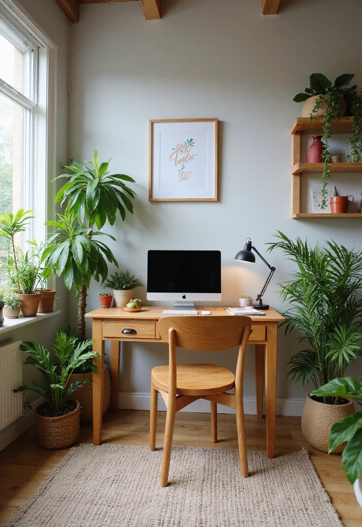 12 Boho Office Ideas for Relaxed Creative Energy 1 12 Boho Office Ideas for Relaxed Creative Energy - 1. Natural Wood Furniture