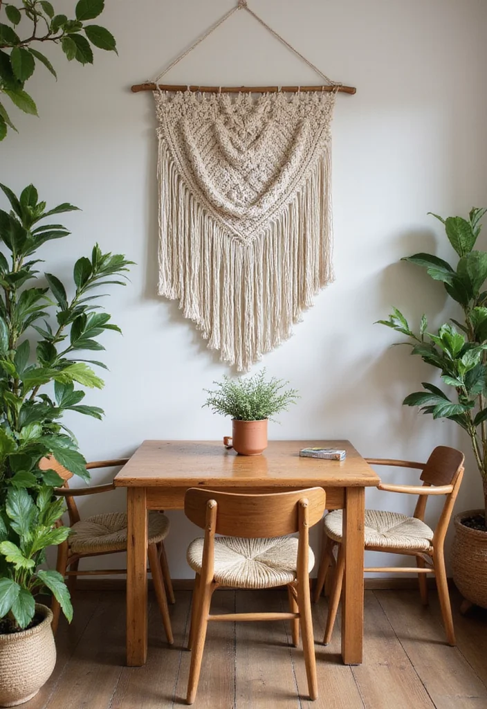 12 Dining Room Wall Decor Ideas for Stylish Focal Displays - 3. Macrame Wall Hangings