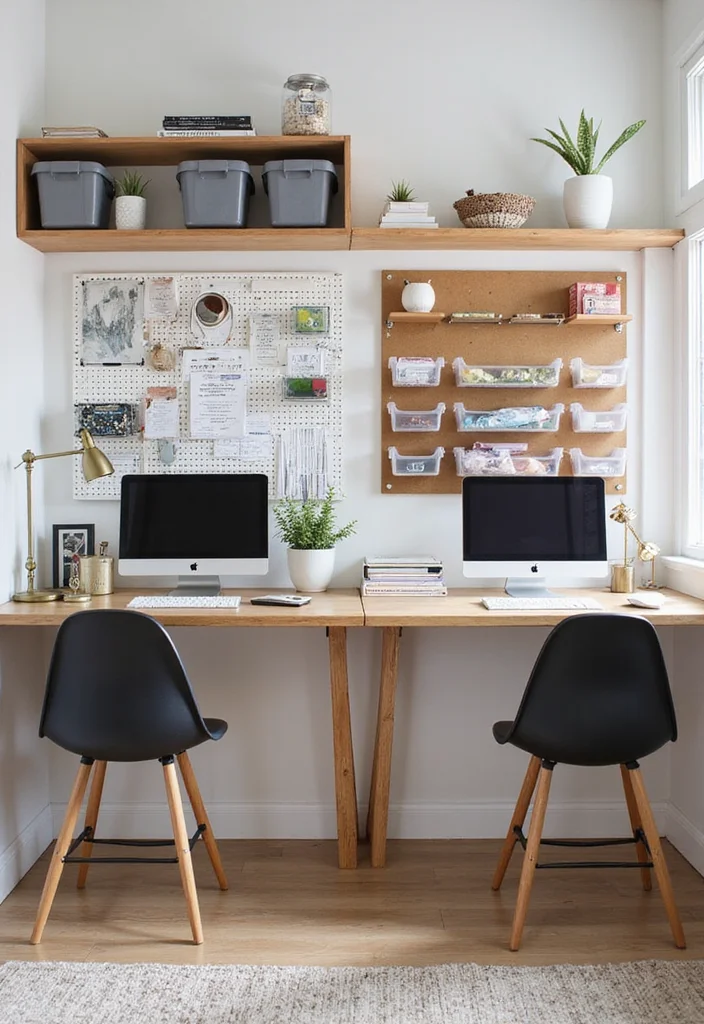 12 Dual Home Office Ideas for Shared Productive Spaces - 6. Smart Organization