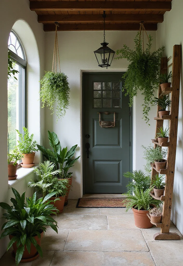 12 Entry Wall Decor Ideas for a Welcoming First Impression - 4. Natural Elements with a Touch of Green