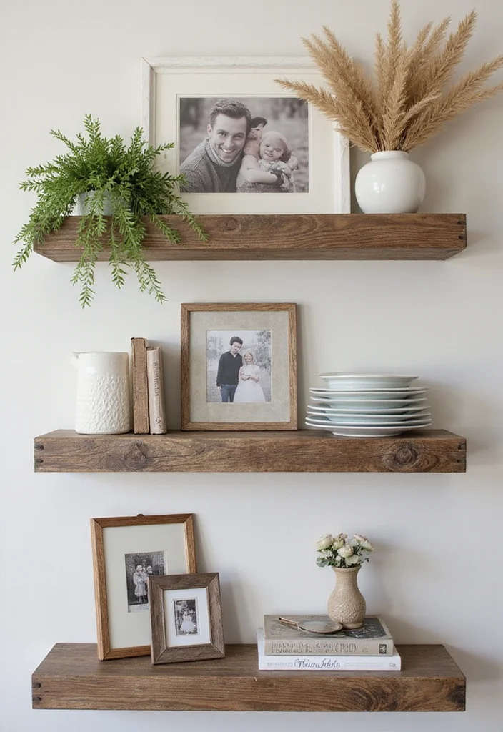 12 Entry Wall Decor Ideas for a Welcoming First Impression - 8. Rustic Shelving for Display